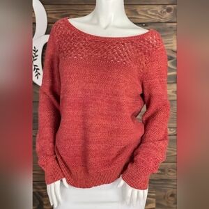 Ann Taylor Loft, Medium Chunky Knitted Long Sleeve Sweater, Lattice Weave Neck